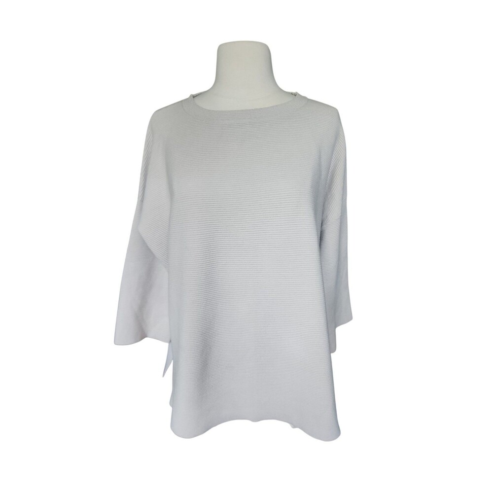 Weekend Max Mara Minimalist Ribbed Oversized Sweater Womens Beige 3/4 Sleeve